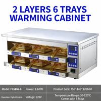 Armoire isotherme commerciale en acier inoxydable pour viande et aliments, deux niveaux quatre plateaux, deux niveaux six plateaux, pour chaînes de restauration rapide et restaurants occidentaux