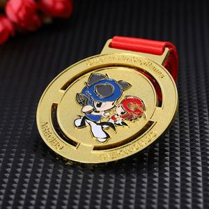 Médaille de sport en alliage de zinc émaillée, design personnalisé, logo 2D/3D, personnage de dessin animé, découpe creuse, médaille de Taekwondo dorée – Nouveauté ! - Product Image 5