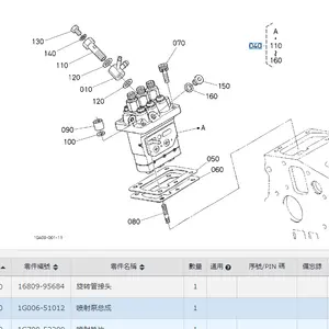 适用于小松挖掘机的适用于D782的K UBOTA 1G434-51012 3缸泵头