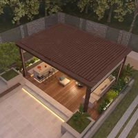 Prix usine 6x6 modèle motorisé en aluminium Pergola étanche en acier inoxydable arc bois plastique alliage cadre Nature bois traité