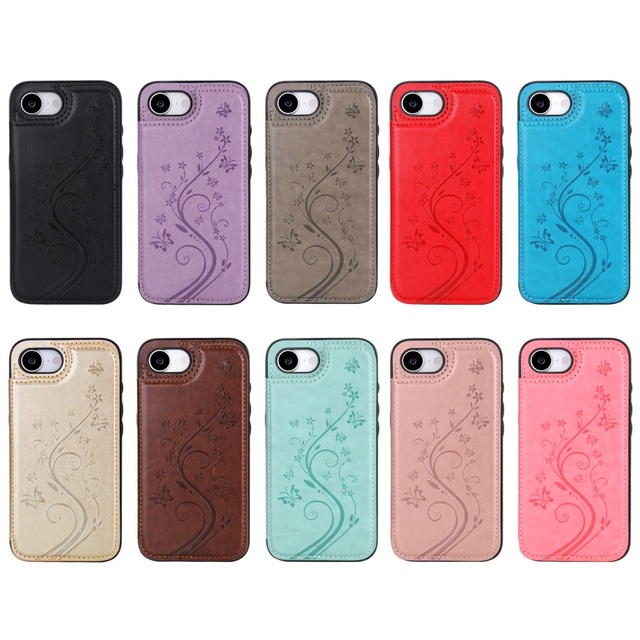 Butterfly Love Flower Embossed Phone Case for iPhone 16E 16 Pro 15 14 13 12 11 Pro XS Max XR 7 8 Plus Phone Protection Cover