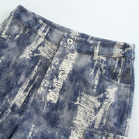 Fabricant de jeans Streetwear personnalisé bleu haute qualité 100% coton Denim pantalon Femme grande taille imprimé Cargo Jeans femmes 2024