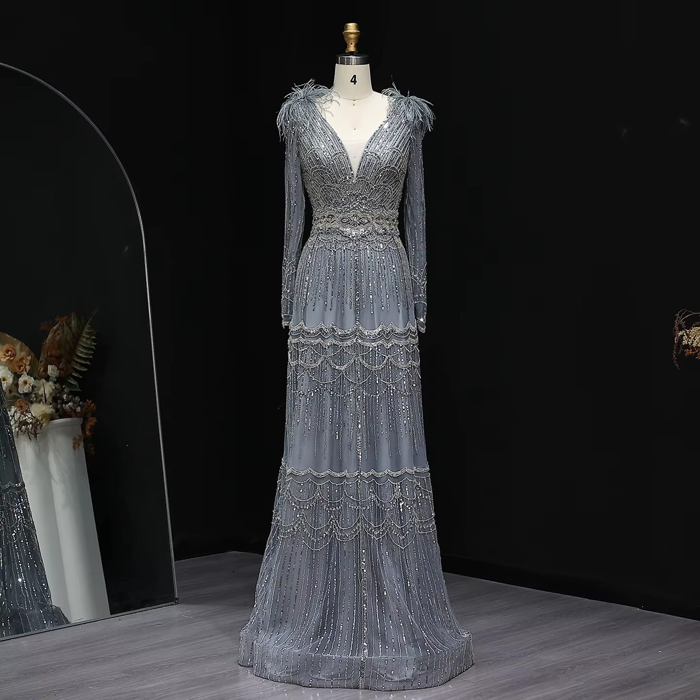 Shop Online Slate Grey Long Dress Modest Design for Muslim Women |  Alibaba.com