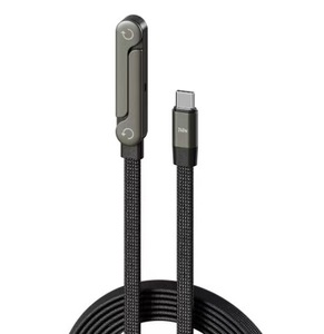 New Design 240W 5A Nylon Braided Wire With Phone Holder Data Transmission 480Mbps 2-in-1 Fast Charging Cable For Phone 1