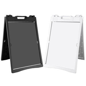 Heavy Duty double face Portable A-Frame Sidewalk Curb Sign 24x36 Inch Slide-in Folding Black Coated Metal Sign avec main bar - Product Image 5