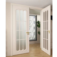 Porte double intérieure en MDF de style français blanc avec isolation phonique et surface finie pour appartement, villa, chambre à coucher