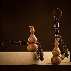 Móc Chìa Khóa Mặt Dây Chuyền Hình Bầu Gỗ Đàn Hương Móc Chìa Khóa Dây Đan Bằng Tay Đồ Trang Trí Treo Xe Hơi Túi <span class=keywords><strong>Calabash</strong></span> Bằng Gỗ - Product Image 3