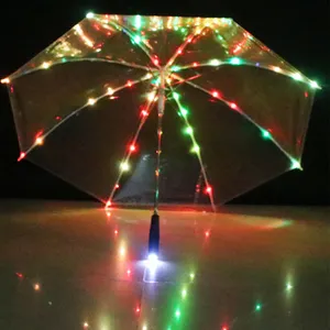 एलईडी लाइट चमकदार फाइबर ऑप्टिकल कपड़े, ओम्ब्रेल फ्लैशलाइट छतरियों के साथ ओम्ब्रेल