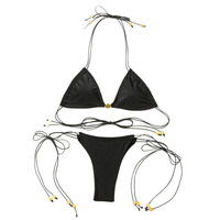 Nouveau Maillot de Bain Deux Pièces Sexy en Chiffon Uni Extensible avec Bretelles et Culotte pour Femme, Collection Euro-Américaine 2026
