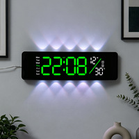 Jam Dinding LED Modern Gantung Baru, Lampu RGB Digital, Jam Alarm LED Senyap untuk Ruang Tamu Kamar Tidur, Logo Custom