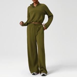 <span class=keywords><strong>Conjunto</strong></span> de Sudadera <span class=keywords><strong>para</strong></span> <span class=keywords><strong>Mujer</strong></span> con Pantalones Anchos de Cintura Alta y Corte Holgado, Ropa de Yoga y Fitness <span class=keywords><strong>para</strong></span> Otoño/Invierno, <span class=keywords><strong>Conjunto</strong></span> Térmico - Product Image 1