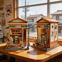 Kit DIY de niche à livres en bois, thème Mini-marché japonais, puzzle 3D à assembler, insert de bibliothèque miniature avec éclairage LED, jouet