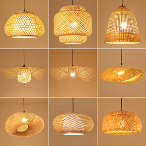 โคมไฟแขวนไม้ไผ่รูปวงรี E27 LED หัวเดียวสำหรับร้านอาหาร ห้องน้ำชา สไตล์เซน - Product Image 5