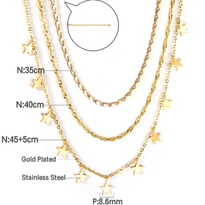 Collier de bijoux de mode en acier inoxydable Ason Collier d'accessoires d'étoile étanche Pendentif à trois chaînes Collier - Product Image 3
