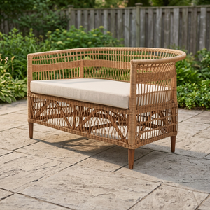 Latest Design Half Cage Look Like <b>Sofa</b> <b>Rattan</b> Cane Frame and <b>Rattan</b> Fitrit Weaving Long Chair with Cushion - Product Image 3