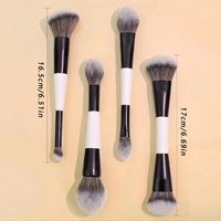 Logotipo personalizado 4PCs Brochas de maquillaje de doble punta Polvo de contorno sintético vegano Corrector Blush Brush Set de brochas de maquillaje