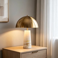 Lampe de bureau en jade naturel de luxe nordique, lampe de chevet en forme de champignon, décoration d'ambiance haut de gamme pour chambre à coucher