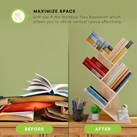 Bibliothèque moderne à 4 niveaux en bambou avec un design d'arbre unique Nouveau design de support de rangement en bois qui maximise l'espace vertical
