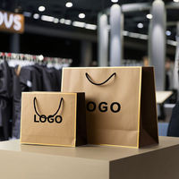 Sac de transport en papier kraft avec poignée marron recyclable, impression d'écran de luxe écologique personnalisée pour les vêtements, les chaussettes, le logo pour votre entreprise