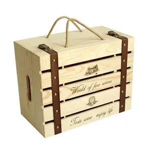 Atacado personalizado garrafa de vinho tinto caixa de madeira pode segurar seis caixas de embalagem de presente de vinho