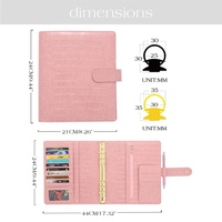 Meilleures ventes Etsy : Classeur A5 à 6 anneaux en cuir de crocodile avec 100 pochettes pour le défi d'épargne et motif de pochette en plastique