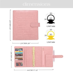 Meilleures ventes Etsy : Classeur A5 à 6 anneaux en cuir <span class=keywords><strong>de</strong></span> crocodile avec 100 pochettes pour le défi d'épargne et motif <span class=keywords><strong>de</strong></span> pochette en plastique - Product Image 3