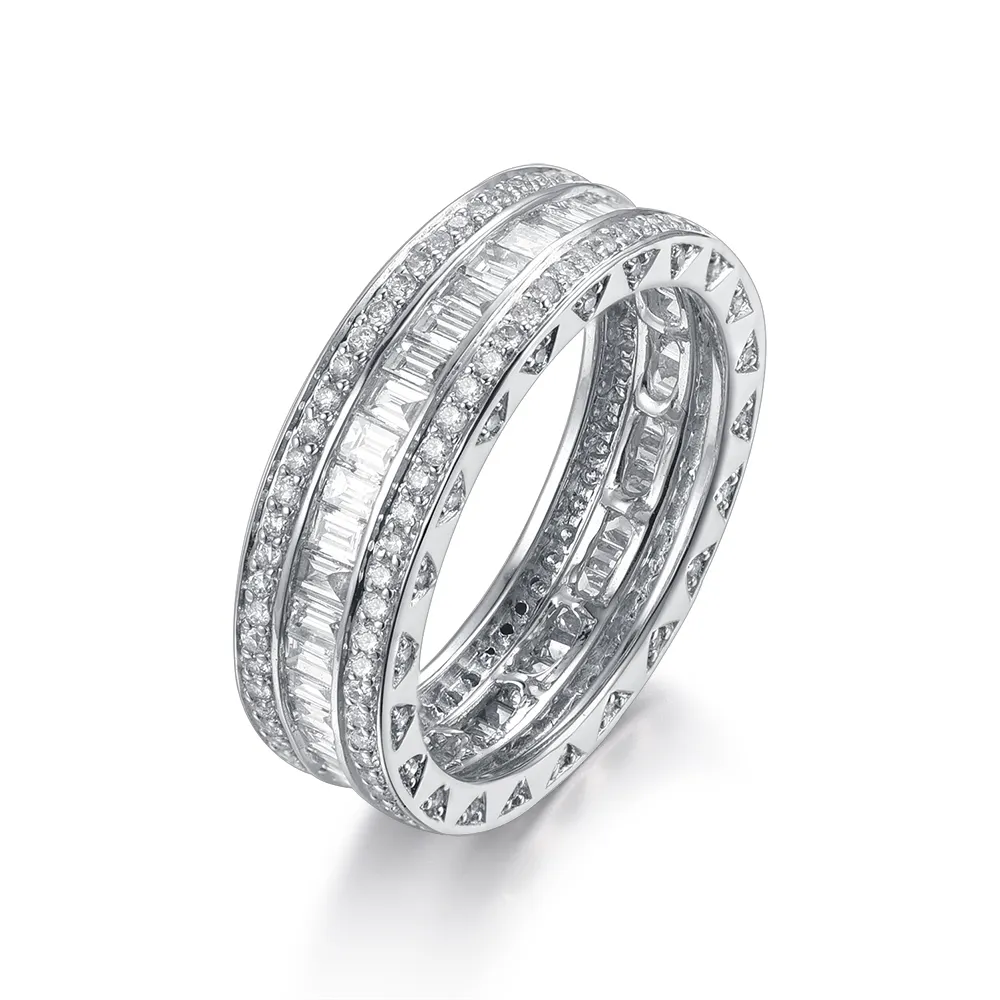 Sunstar Perhiasan Kustom 9K 14K 18K Putih Kuning Mawar Emas Platinum Berlian Pernikahan Cincin Keabadian Perhiasan Band untuk Wanita