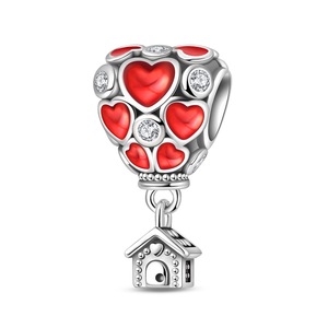 Cute cartoon car and hot <b>air</b> balloon pendants, made of white brass, <b>can</b> be used to make DIY bracelets - Product Image 2