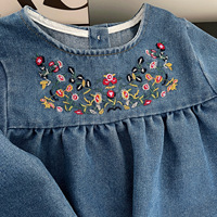 Nouvelle robe décontractée pour filles, à manches longues, brodée, style A-line, mini-robe de princesse, motif imprimé, 95% coton, écologique