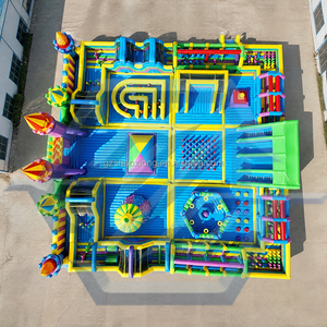 Kommerzieller Großer Outdoor-Spaßpark Hüpfburg Vergnügungspark mit Rutsche und Hindernisparcours Aufblasbarer Themenpark Spielplatz - Product Image 2
