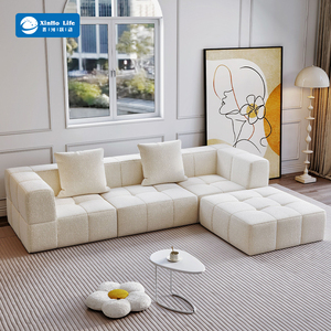 Hiện đại sang trọng <span class=keywords><strong>Modular</strong></span> Ba chỗ ngồi Trắng vải sofa <span class=keywords><strong>Set</strong></span> hình vuông nén đồ nội thất cho phòng khách cho căn hộ miếng bọt biển - Product Image 1