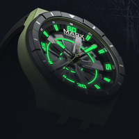 Montre à quartz pour homme Mark Fairwhale avec motif hélice, boîtier en résine, bracelet en caoutchouc, étanche 30 m, montre sport pour poignet FW-5050