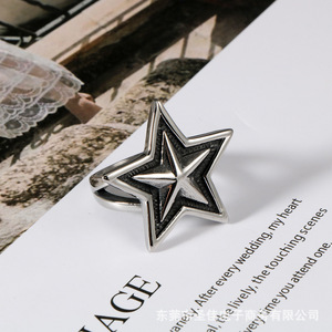 Punk <b>Titanium</b> Steel Star <b>Ring</b> SA963 Unisex Fashion Jewelry Gift - Product Image 1