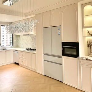 High Quality Lacquer Island Style Farmhouse Design MDF Kitchen Cabinet Display Wall Storage Cabinet for Kitchen