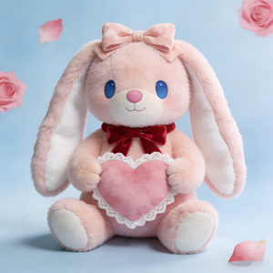 Adorable Peluche de Conejo con Orejas Caídas Hecho a Medida en Fábrica, <span class=keywords><strong>Delicioso</strong></span> Animal de Peluche de Conejo, Muñeco de Conejo Rosa Suave y Acurrucable, Regalo Navideño - Product Image 1