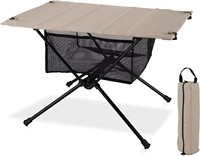 Table de camping pliable compacte - Légère et portable avec compartiment de rangement en filet et sac de transport assorti