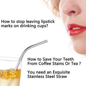 Pailles en acier inoxydable réutilisables, pailles à boire en métal avec brosse de nettoyage - Product Image 4