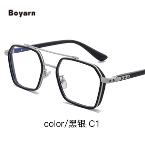 Boyarn Vintage <strong>Korean</strong> Trendy Oversize Double Beam Anti Blue Light Optical Spectacle <strong>Glasses</strong> Factory Wholesale - Product Image 5