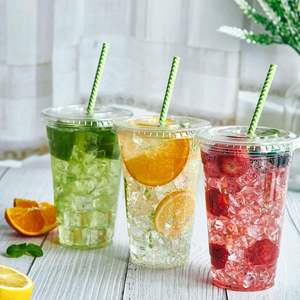 16oz 20 22 24oz 90mm Customized Smoothies Cold Beverages Biodegradable Disposable Clear Coffee PLA Cup Lid <b>Compostable</b> - Product Image 2