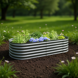 Grand lit de jardin surélevé en acier galvanisé gris durable, modèle D0100HE73D7 - Product Image 2