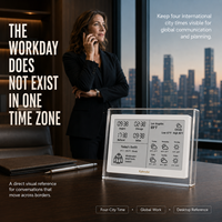 Kylendar Horloge Météo Intelligente en Acrylique 7,5 Pouces avec Affichage de l'Heure, Prévisions Quotidiennes, Guide des Tenues du Jour, Wi-Fi et Horloge Mondiale pour Bureau et Maison