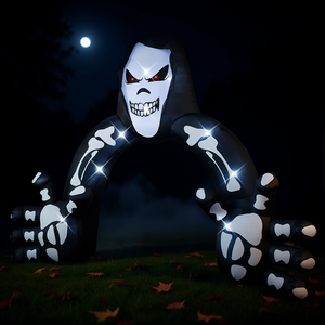 Arche gonflable géante Grim Reaper 10,2x8,7 pieds avec 8 lumières LED intégrées, souffleur inclus, décoration de jardin d'Halloween en extérieur - Product Image 2