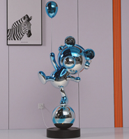 Lampadaire Ours Nordique Moderne Électroplaqué, Grande Sculpture Artistique pour Salon, Décoration Intérieure, Luminaire Statuaire