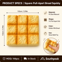 Southpeak Toy Pull Apart Bread Squishy PU Foam Slow Rising Fidget Toy Squeeze Toy Stress Relief Squishy Factory OEM Wholesale