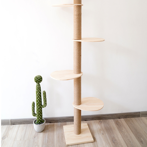 Árbol rascador para gatos de madera maciza, de suelo a techo, para venta al por mayor - Product Image 2