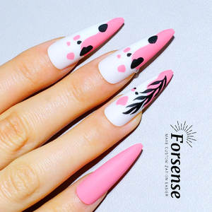 24 Uds Stiletto Long Press on Nails con diseño al por mayor Summer Blush Pink Flower Nails Tips Vintage Garden Matte Salon Nails - Product Image 4