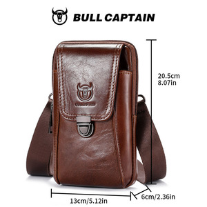 BULLCAPTAIN 정품 가죽 남성용 벨트 폰 파우치 (5.5~6.4인치 휴대폰용, 세로형, 카드 홀더 및 키 파우치 포함) - Product Image 6