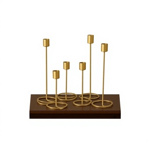 Candelabro de latón rectangular de varios niveles, decoración para el hogar, portavelas duradero, diseño elegante, candelabro para bodas y fiestas - Product Image 1