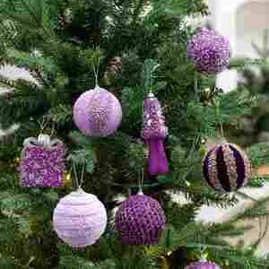 Tree Ball Pendant Hanging Supplies <b>Purple</b> Rhinestone <b>Glitter</b> 8Cm Christmas Ornaments Baubles - Product Image 2