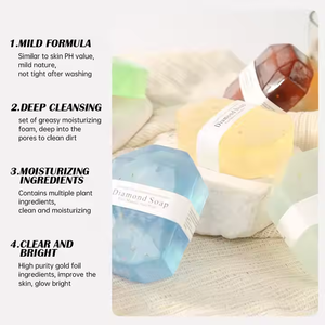 Handmade Tự Nhiên Thuần Chay Tắm Hữu Cơ Xà Phòng Chất Lượng Cao Vitamin C Khoáng Sản Làm Trắng Tắm Cleaner Nhãn Hiệu Riêng Kim Cương Xà Phòng - Product Image 4